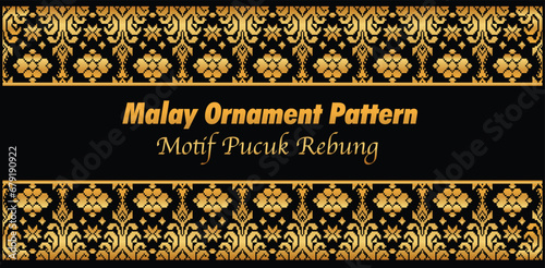 vector malay ornament pattern of pucuk rebung traditional design culture on songket melayu photo