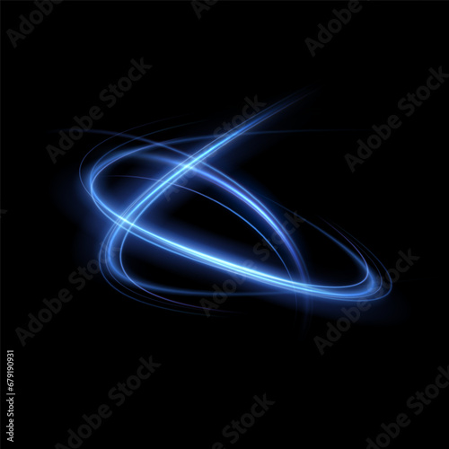 Curve blue line light effect. Smooth holiday light line with lighting effects. Light cool whirlwind. curve light effect