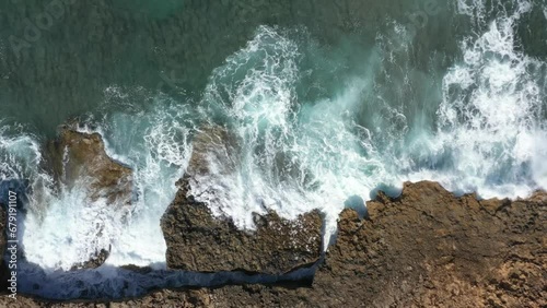 Rocky sea coast of Cyprus drone flight