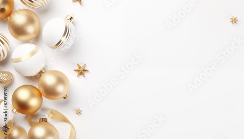 Christmas and New Year holiday background. Xmas greeting card. Christmas gifts on white background