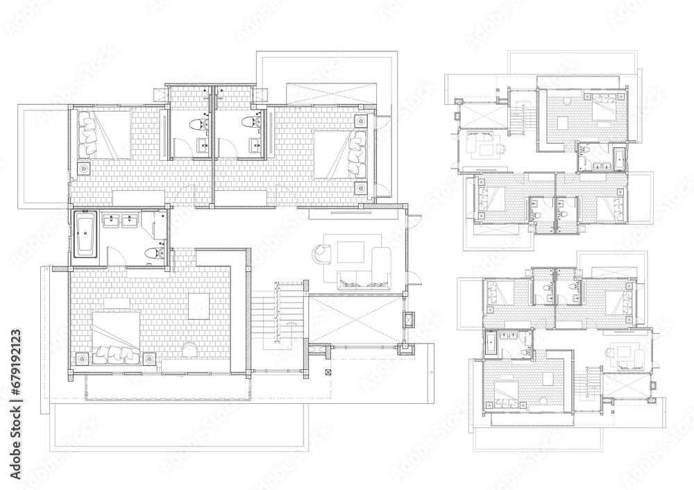 Floor plan designed building on the drawing.