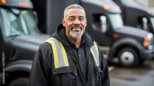 Proud African American Truck Driver Exemplifying Shipping and Transport Industry Vigor