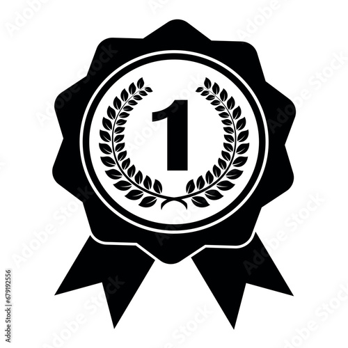 award - gold medal, black and white vector illustration on white background