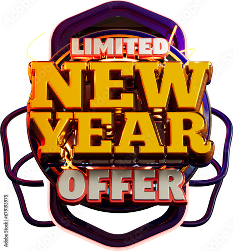 Happy New Year 2024 3d Render Cutout