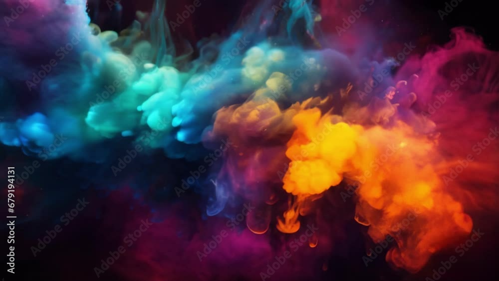 AI generated illustration shot of vibrant colors exploding in abstract physical structure AI generated illustration shot of vibrant colors exploding in abstract physical structure