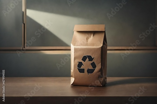 sealed kraftpaper sachet template , eco friendly packaging , recycling logo