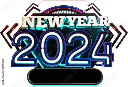 Happy New Year 2024 3d Render Cutout