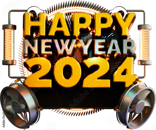Happy New Year 2024 3d Render Cutout