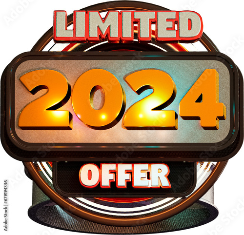 Happy New Year 2024 3d Render Cutout