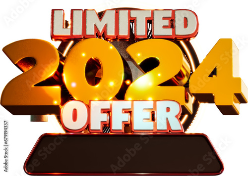 Happy New Year 2024 3d Render Cutout