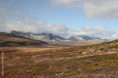 autumn landscape Dovrefjell National Park Norway