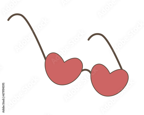 Vector illustration Glasses with hearts for Valentine's day isolated on white background