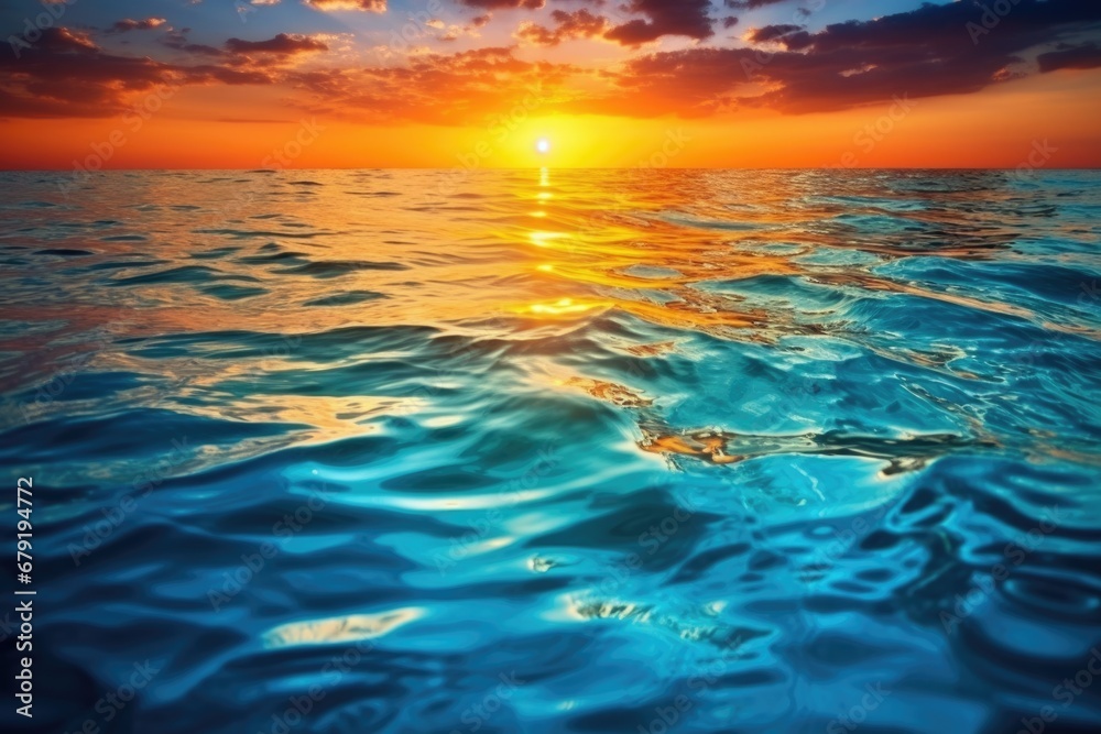 Obraz premium an aqua ocean reflecting a breathtaking sunset