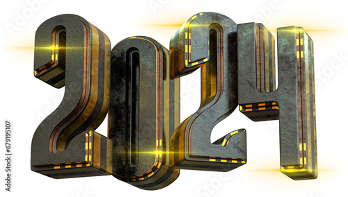 Happy New Year 2024 3d Render Cutout