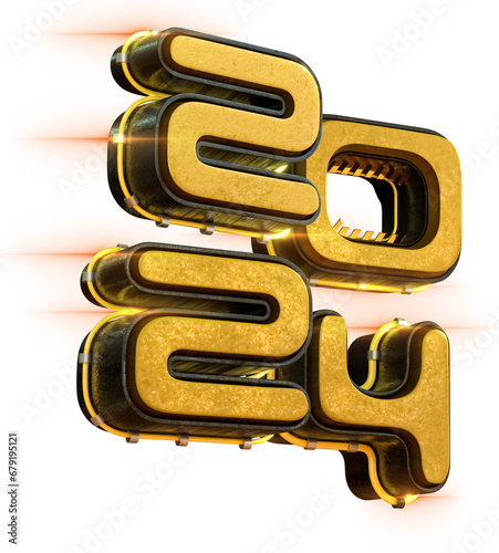 Happy New Year 2024 3d Render Cutout