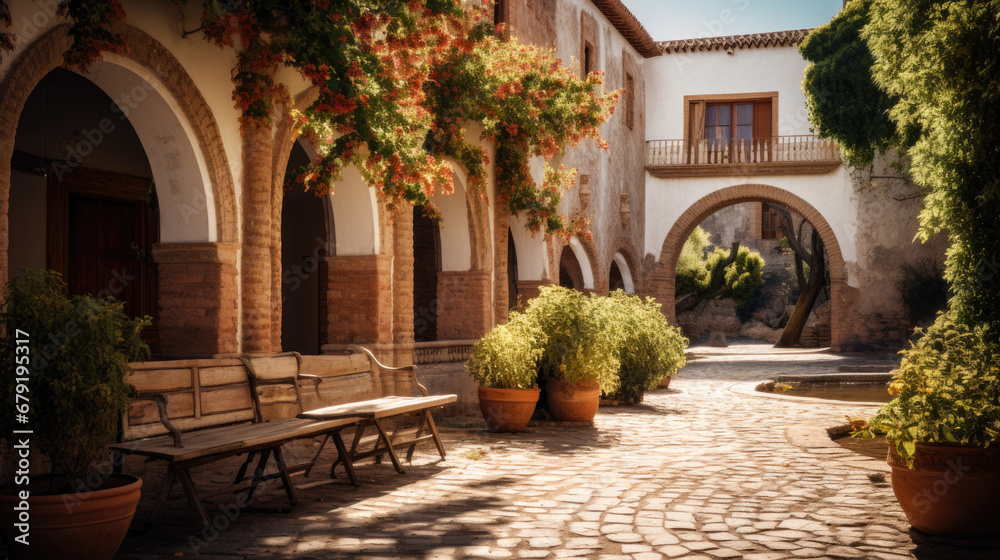 Image of a picturesque tranquility in andalusian courtyard