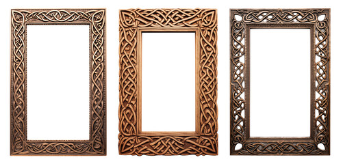 Set of Celtic pattern ornate intricate detailed frames - Transparent PNG background - Premium Pen Tool Cutout
