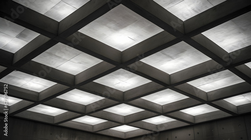 Cement panel ceiling square block pattern Lighting Architecture details