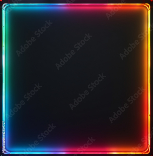 fondo con detalle de marco creado mediante lineas de luz de colores, sobre fondo de color negro