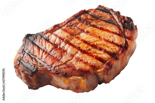 grilled pork chop isolated on transparent background. Generative Ai
