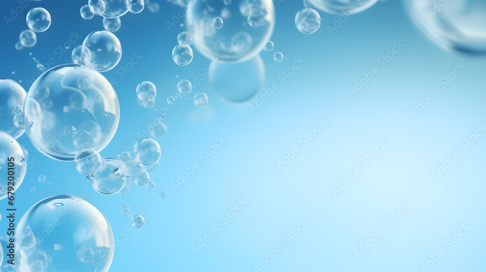 Air oxygen cell bubbles  on blue background