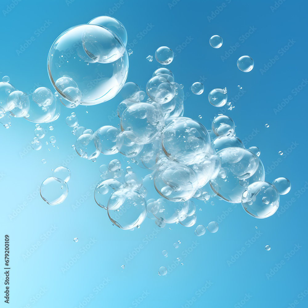 Air oxygen cell bubbles  on blue background