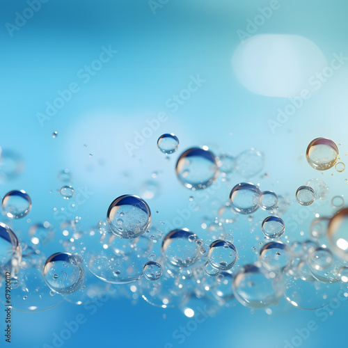 Air oxygen cell bubbles on blue background
