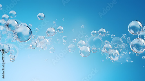 Air oxygen cell bubbles on blue background