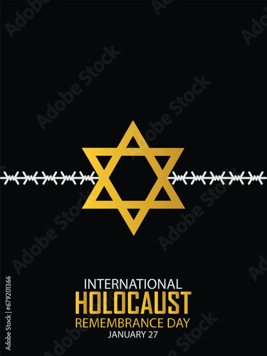 International Holocaust Remembrance Day vector. Star of David . January 27. Important day