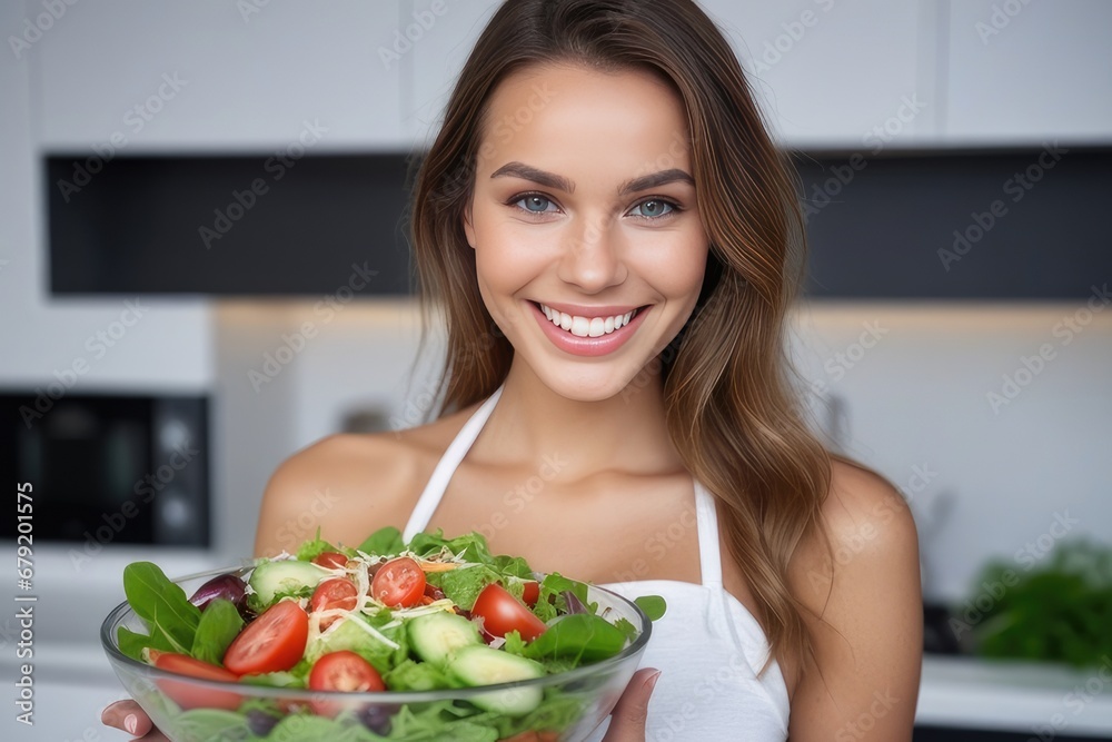 woman with salad