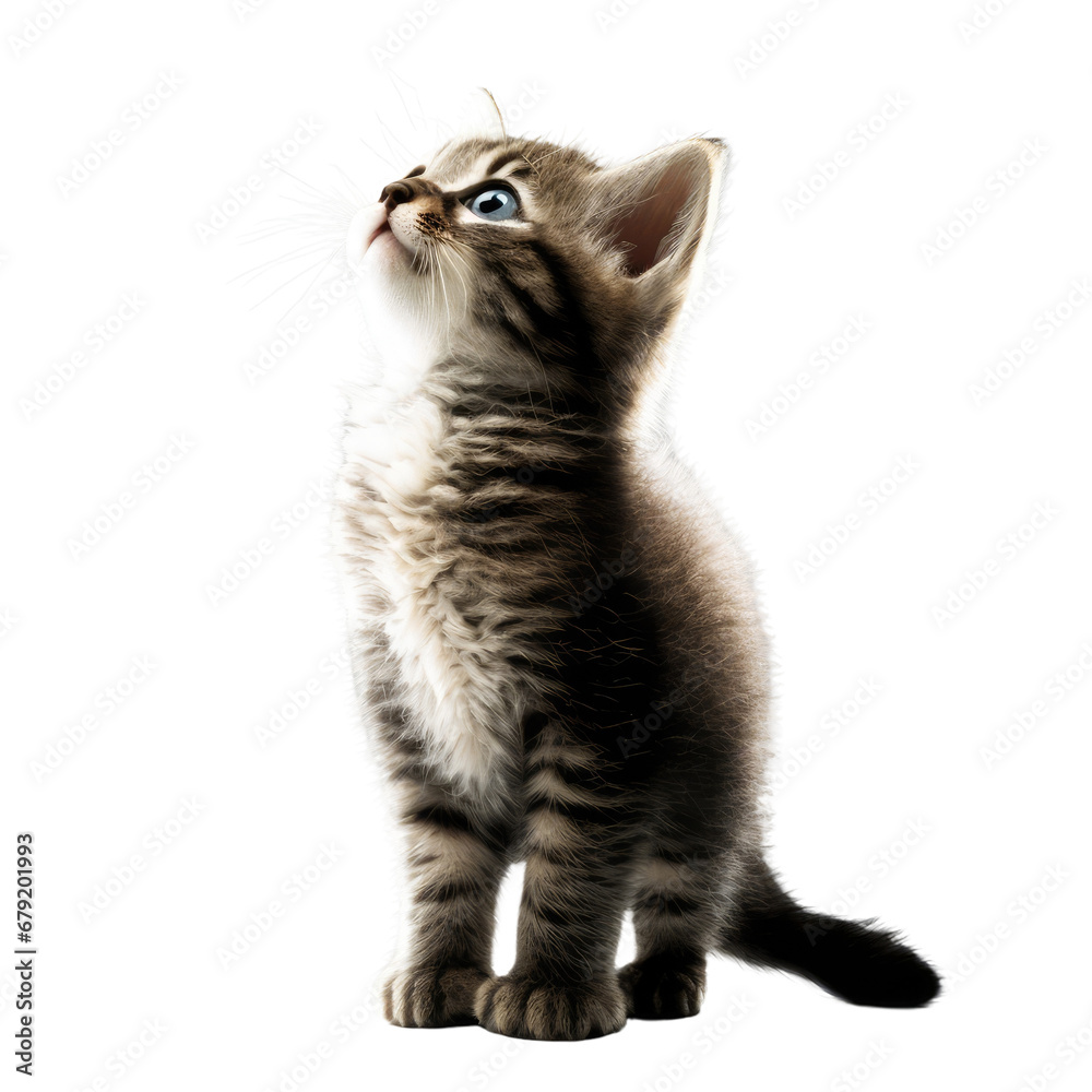 Obraz premium Cat standing and looking up on transparent background