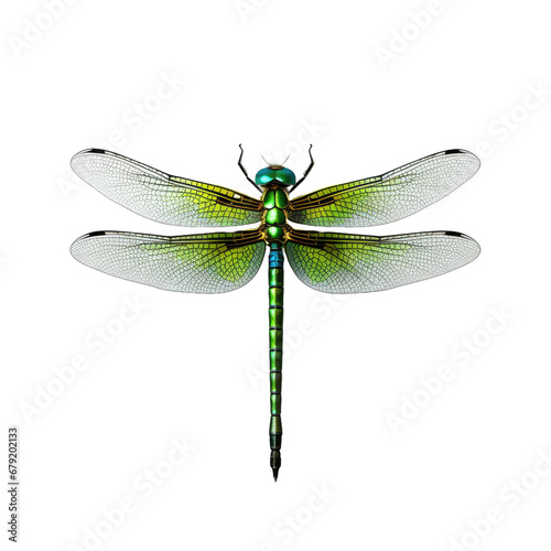 Green dragonfly on transparent background
