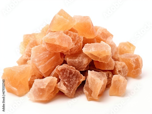 Closeup on Pieces of Almond Tree Resin or Frankincense Fragments isolated on white background