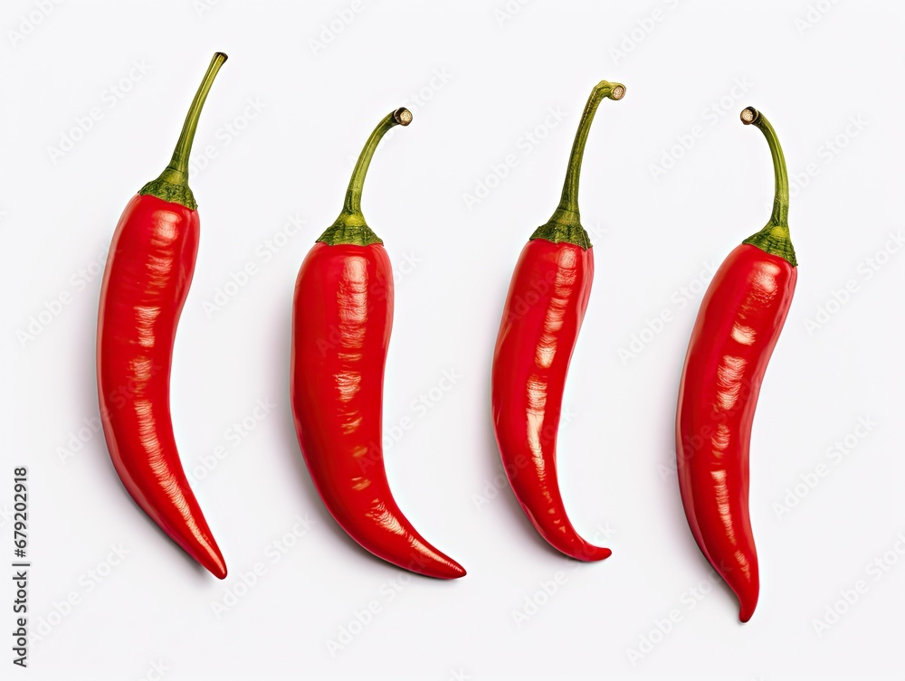 Collection of Red Hot Chili Peppers Over a Tray isolated on white background Collection of Red Hot Chili Peppers Over a Tray isolated on white background