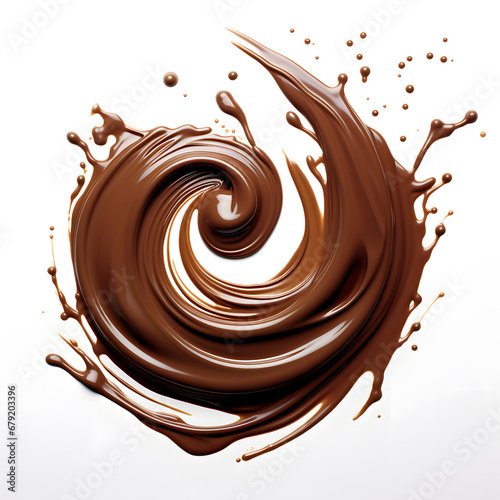 Melted Chocolate swirl whirlpool isolated on white background