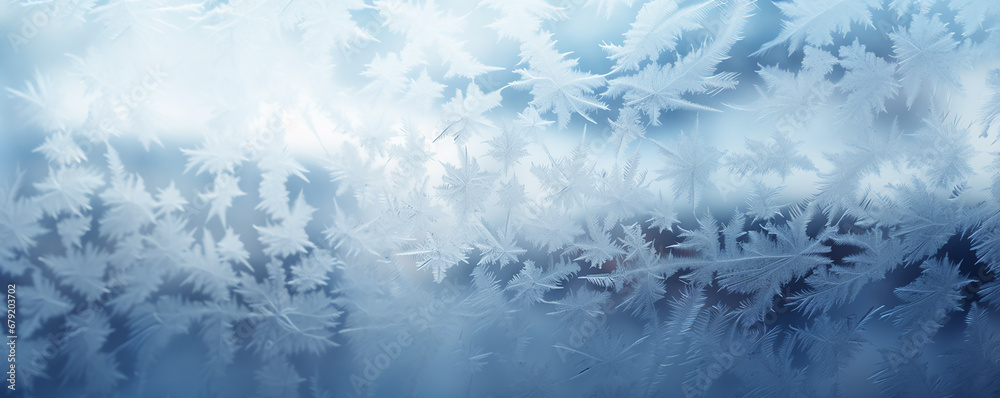 Winter background with frostwork on glass. New Year header for a website with Copy space. Winter background with frostwork on glass. New Year header for a website with Copy space.