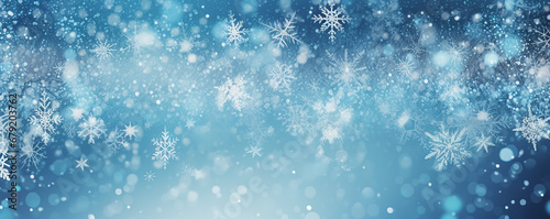 Winter background with snowflakes. New Year header for a website with Copy space. photo