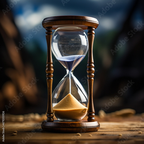 Time running out - Conceptual image of an hourglass with sand running out, symbolizing the passage of time and the urgency to act