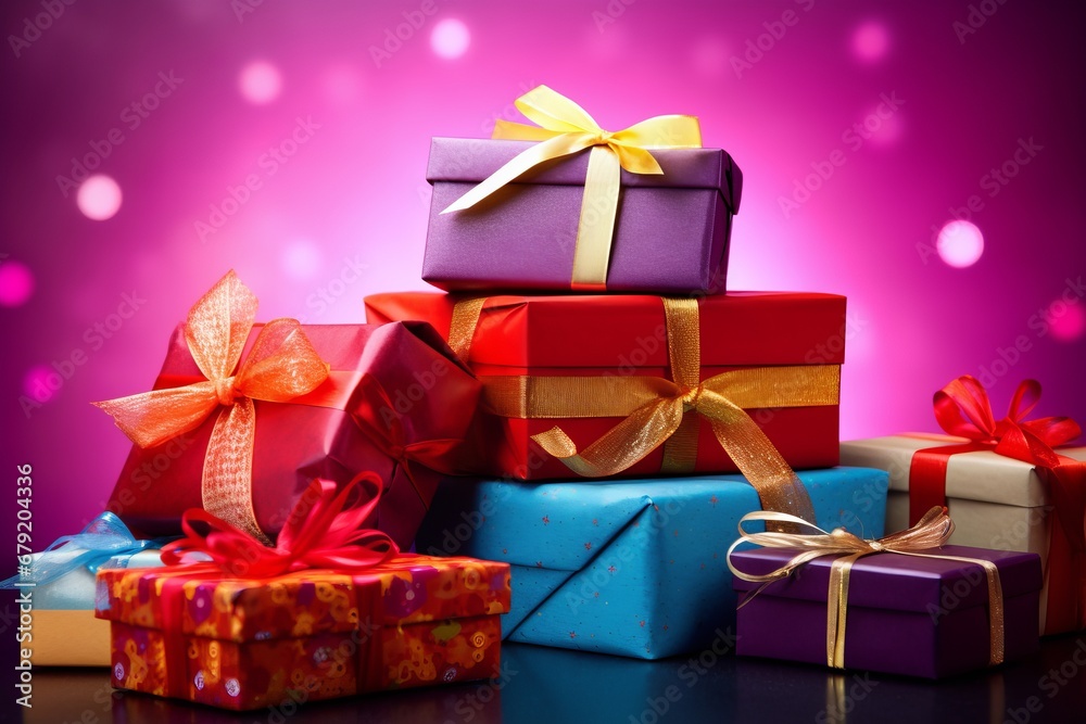 Pile of gift boxes for Christmas, New year, happy birthday or another holiday. Colorful mountain of gifts Pile of gift boxes for Christmas, New year, happy birthday or another holiday. Colorful mountain of gifts