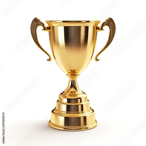 Golden Trophy Cup isolated on white background