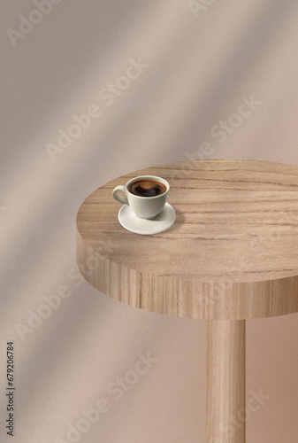 Coffee Cup on Wooden Table