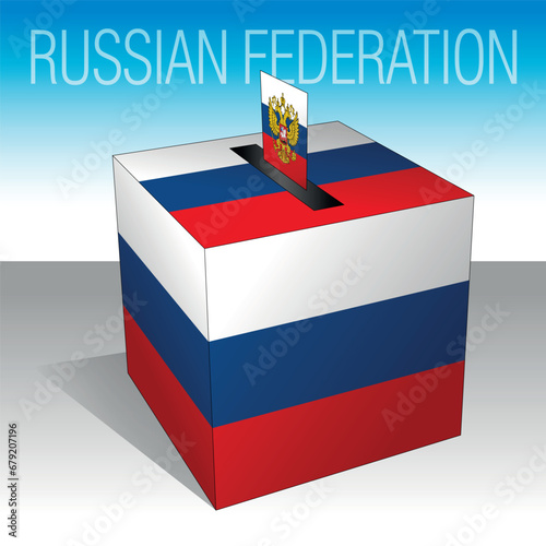 Russian Federation, ballot box, political elections, flag and symbols, vector illustration, Russia