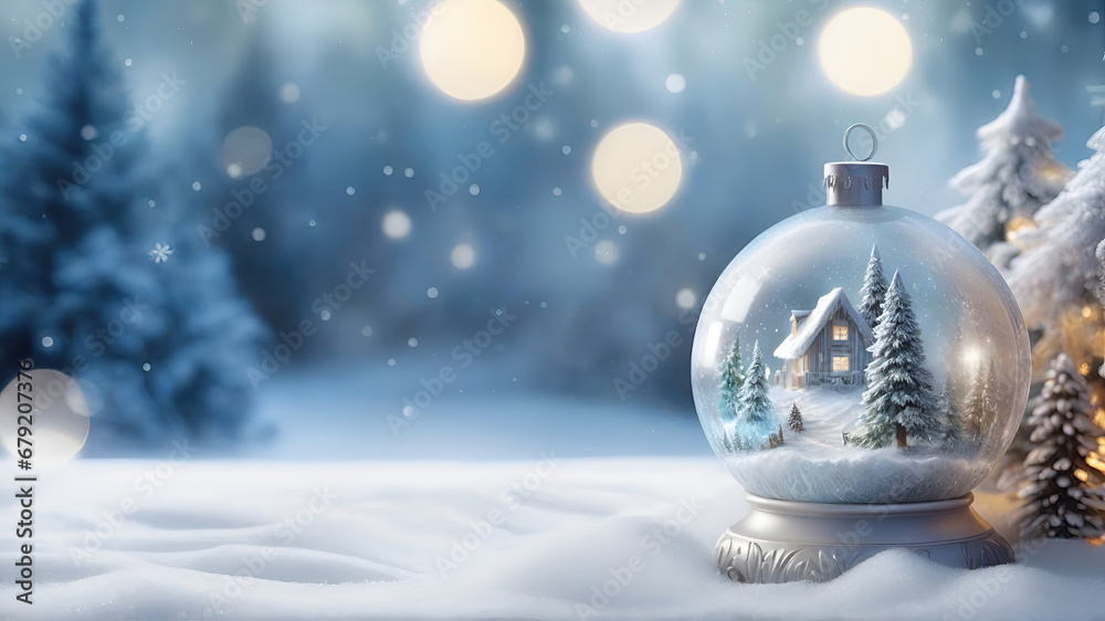ai generative, christmas winter background in a shiny Christmas ball ornament decoration ai generative, christmas winter background in a shiny Christmas ball ornament decoration