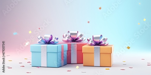 Happiness gift box on pastel color background. Generative AI