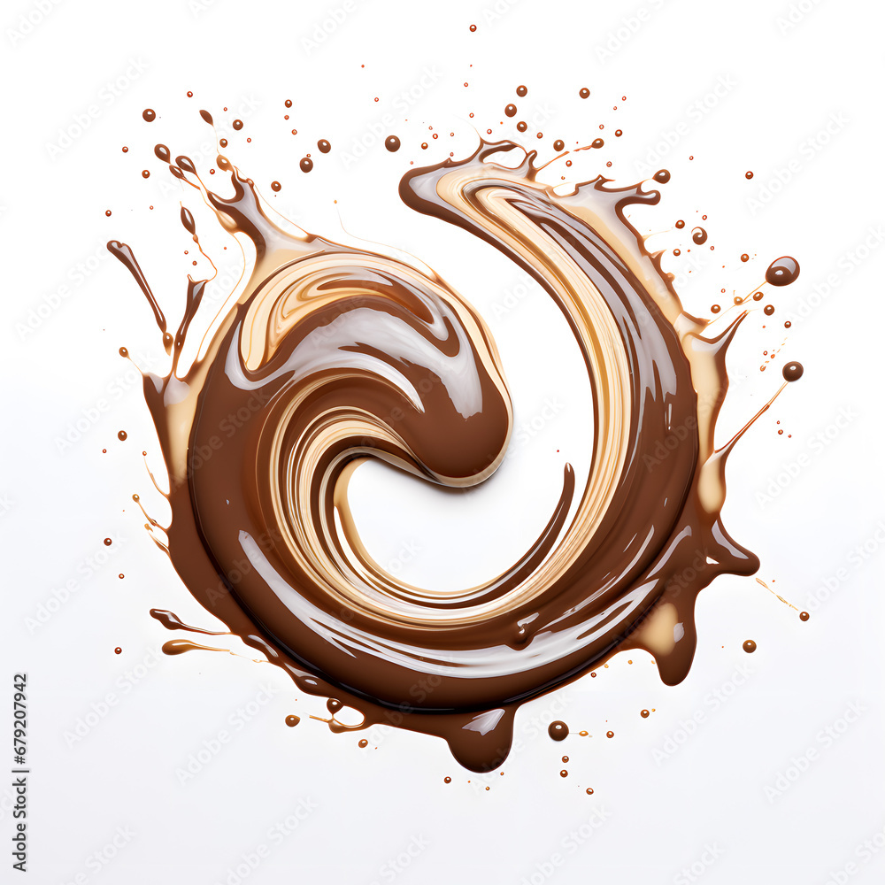 Melted dark Chocolate swirl whirlpool isolated on white background Melted dark Chocolate swirl whirlpool isolated on white background