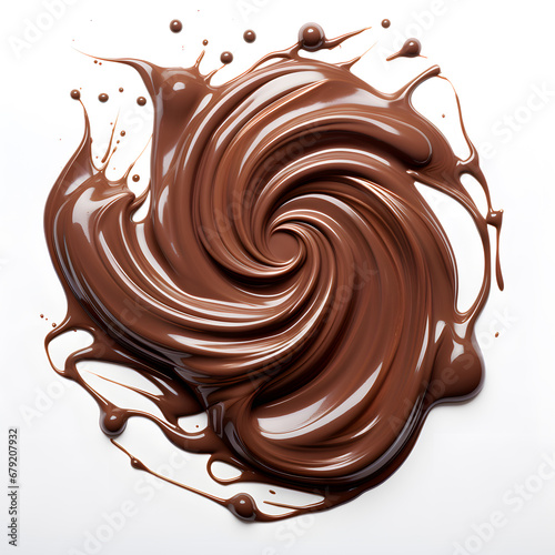 Melted dark Chocolate swirl whirlpool isolated on white background