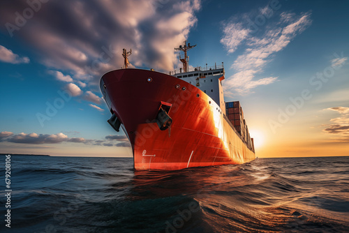 Photo of container ship with cargo on the see