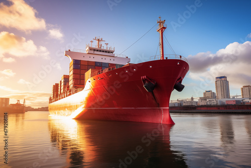 Photo of container ship with cargo on the see