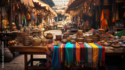Colorful display at local South American artisan market