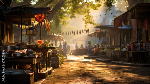 Serene start to a day at a traditional hispanic street food market